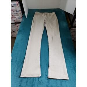 Express Jeans Size 6 Womens Beige Stretch Denim Pants Mid Rise Skyscraper Flared
